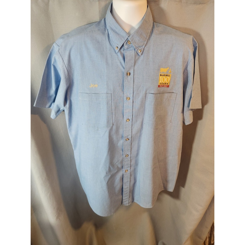 Vintage Blue Bell Ice Cream Riverside USA Uniform Men's‎ Shirt Sz XXL 2XL White